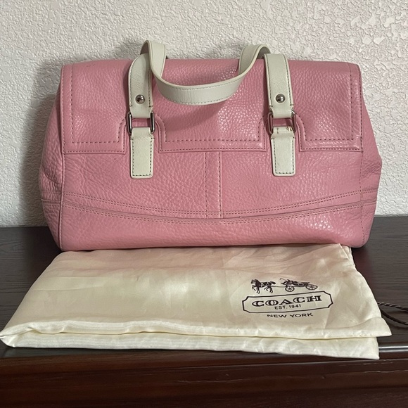FINAL PRICE Vintage Coach Hamilton satchel bag #13091  Pink & White - Picture 4 of 16